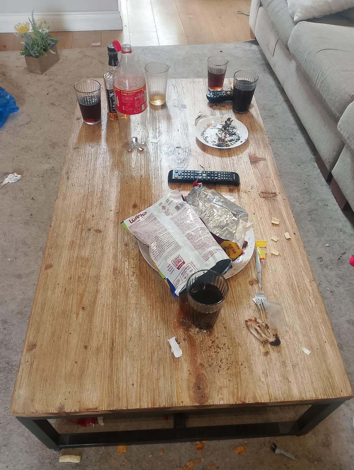 Before living room cleaning